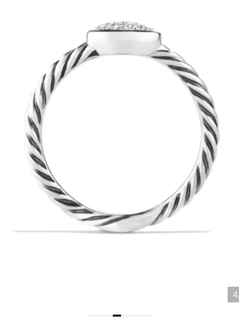 David Yurman Sterling Cable Ring with Pavé Diamond Oval